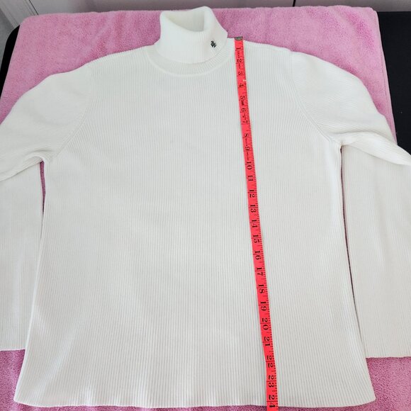 Lauren Ralph Lauren White Ribbed Turtleneck Size XL - Picture 9 of 15
